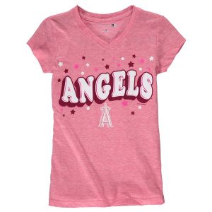 Los Angeles Angels Girls Youth Stars Tri-Blend V-Neck T-Shirt