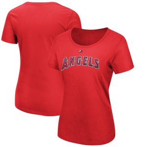 Women’s Los Angeles Angels Majestic Red Official Wordmark T-Shirt