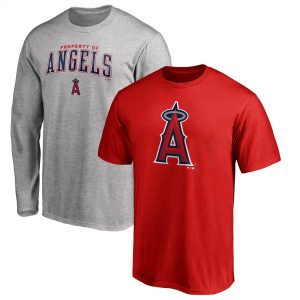 Fanatics Branded Los Angeles Angels Red/Heathered Gray Team Logo T-Shirt Combo Set