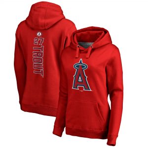 Fanatics Branded Mike Trout Los Angeles Angels Women’s Red Backer Pullover Hoodie