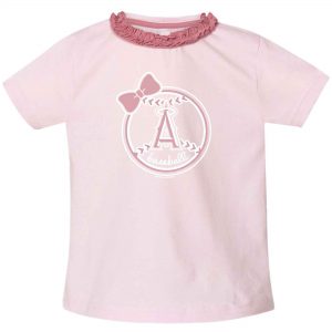 Girls Toddler Los Angeles Angels Soft as a Grape Pink Ruffle Collar T-Shirt