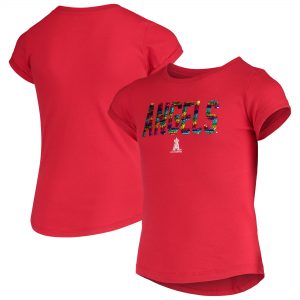 Girls Youth Los Angeles Angels New Era Red Flip Sequin T-Shirt