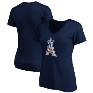 Los Angeles Angels Fanatics Branded Women’s Banner Wave V-Neck T-Shirt