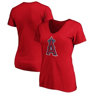 Los Angeles Angels Fanatics Branded Women’s Core Official Logo V-Neck T-Shirt