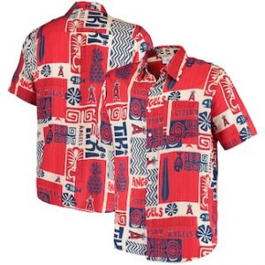 Men’s Los Angeles Angels Red Tiki Button-Up Shirt