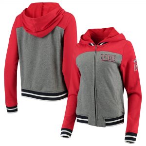 New Era Los Angeles Angels Women’s Gray/Red French Terry Full-Zip Hoodie