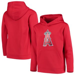 Youth Los Angeles Angels Red Logo Twill Fleece Pullover Hoodie