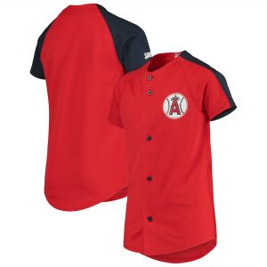 Youth Los Angeles Angels Stitches Red Logo Button-Down Jersey